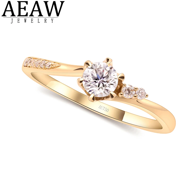 

AEAW 0.3ct 4mm Round Cut DEF VVS CVD HPHT Lab Diamon 14k Yellow Gold Diamond Test Passed Fashion Girlfriend Women Christmas Gift