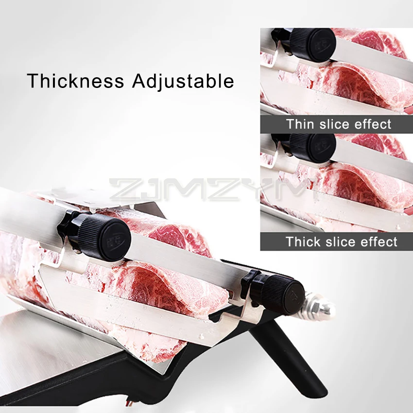 Máquina cortadora de carne para el hogar, herramienta Manual de acero inoxidable con hoja de 20cm, espesor ajustable, para carne, verduras