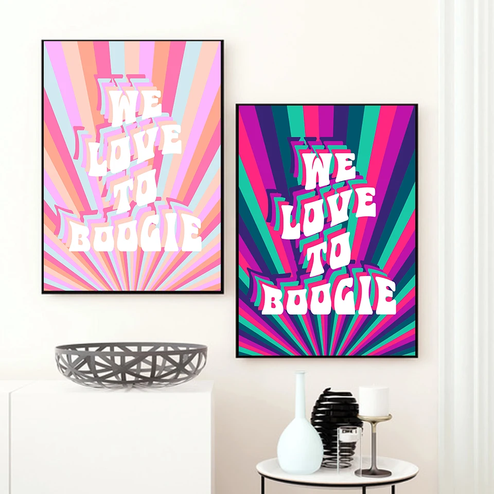 We like Boogie Wall Art 70s Retro Music Poster Lyrics Abstract Prints Modern Canvas Painting Living Room Nordic Home Decoration