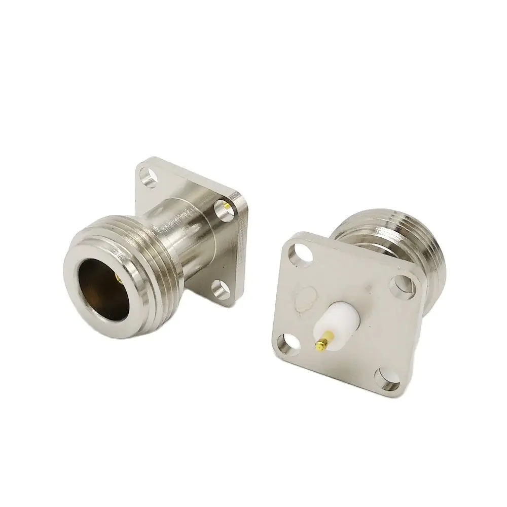 Copper N-Type Female RF Coaxial Adapter Connector 17.5x17.5mm N Type Panel Mount Chassis Connector 10Pcs