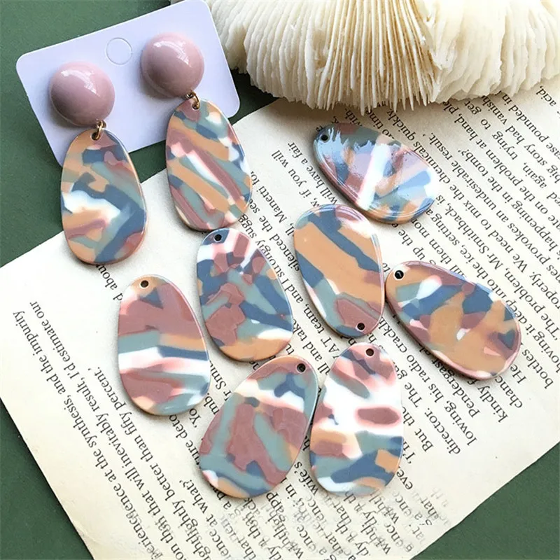 

Colorful Geometry Fashion Earring Necklace Pendants Resin Plastic Ornament Garment Accessory Jewelry Beding Charms 40pcs 21*35mm