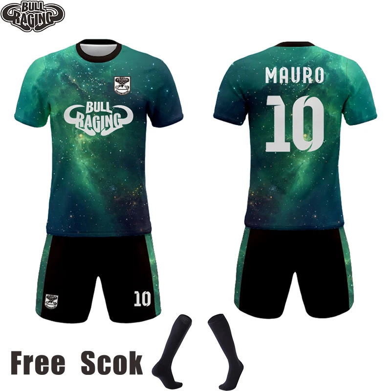 Starry sky Design Subliamtion printing custom your own team football shirts soccer jersey maker