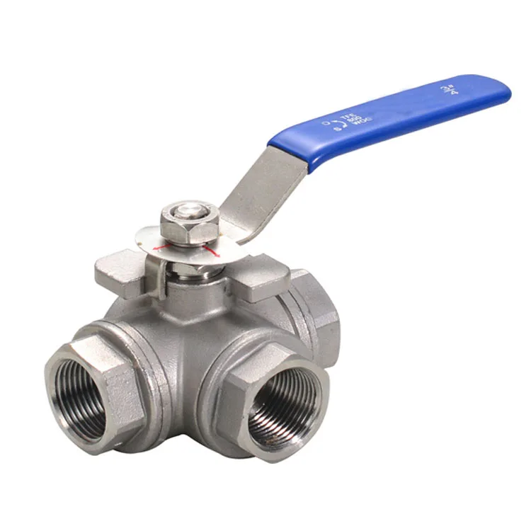 

1-1/4” DN32 3 Way BSPT SS304 Type L Female Mountin Pad Ball Valve Vinyl Handle WOG 1000