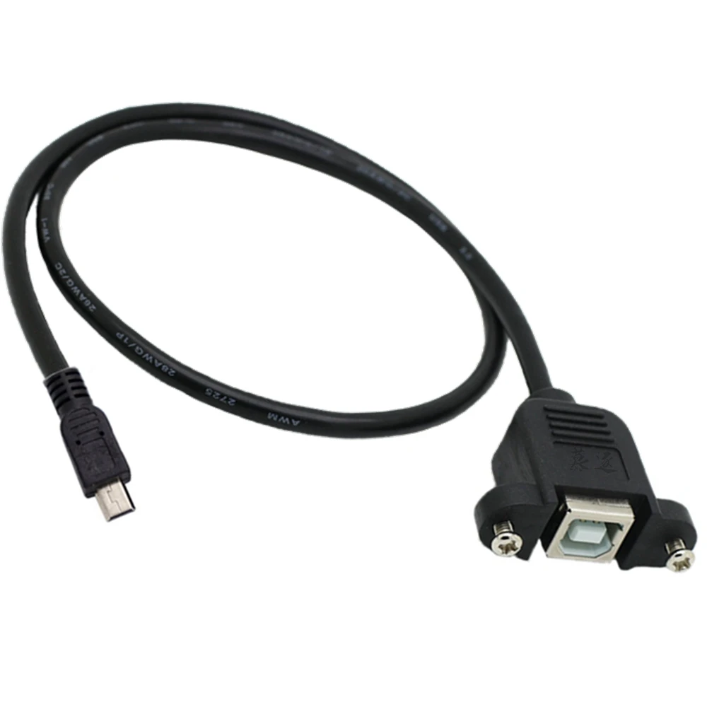 USB صغير إلى USB 2.0 نوع B أنثى تمديد كابلات كابل مع لوحة جبل ثقب المسمار قفل موصل محول 0.3 متر 0.5 متر