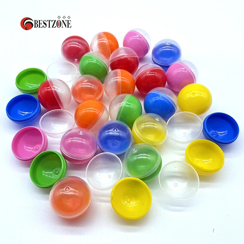 100Pcs Diameter 30MM Half Transparent Half Colorful Plastic Toy Capsule Surprise Ball For Vending Machine Split Body Eggshell