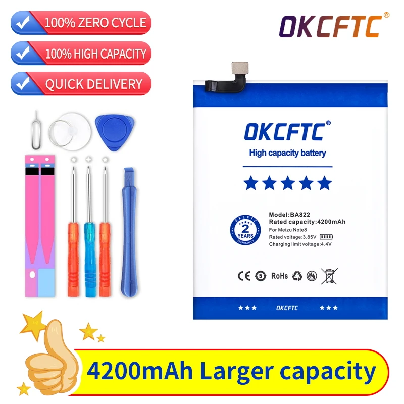 OKCFTC New Original 4200mAh BA822 Battery For Meizu Note 8 Note8 M822H M822Q Mobile Phone Batteries