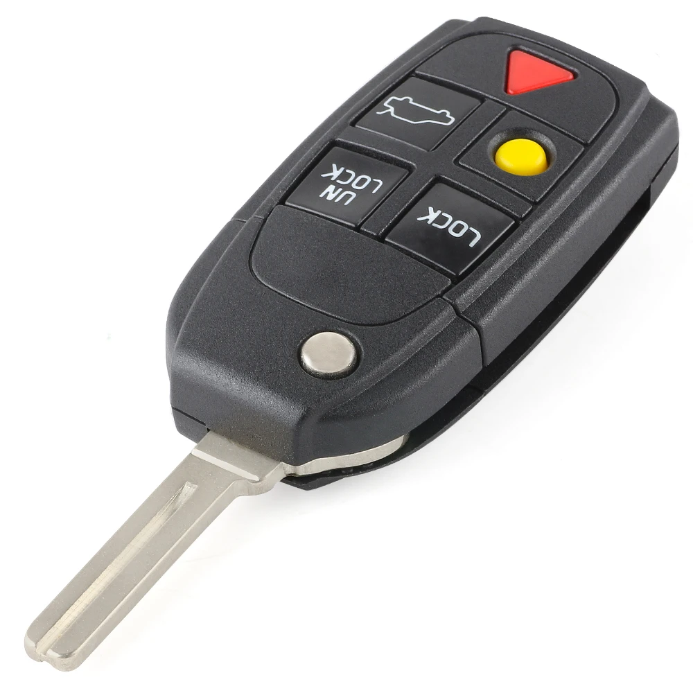 KEYECU New 5 Button Flip Key Shell Folding Remote Case Fob for Volvo S60 S80 V70 XC70 XC90 2003 2004 2005 2006