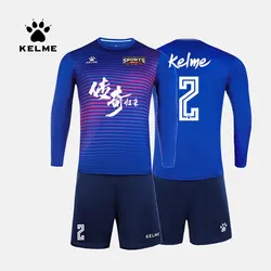 KELME Men's Football Uniform Custom Soccer Jerseys Winter Long Sleeve Tracksuit Sportswear Jersey Shorts Soccer Suit 8161ZB1001