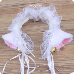 Lolita Maid Masquerade Halloween Women Cat Ears Cosplay Cat Ear Anime Party Costume Bow Tie Bell Headwear Headband Anime