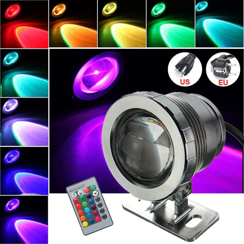 

10W/20W RGB LED Underwater Floodlight Waterproof IP65 Garden Ponds Aquarium Tank Lamp 16 color+ Remote controller SpotLights