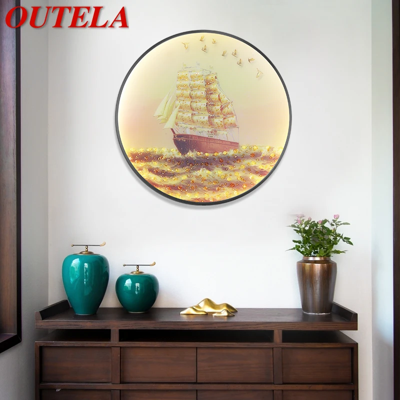 

OUTELA Wall Light Modern Boat Fish Figure LED Sconces Round Lamp Creative For Home Bedroom