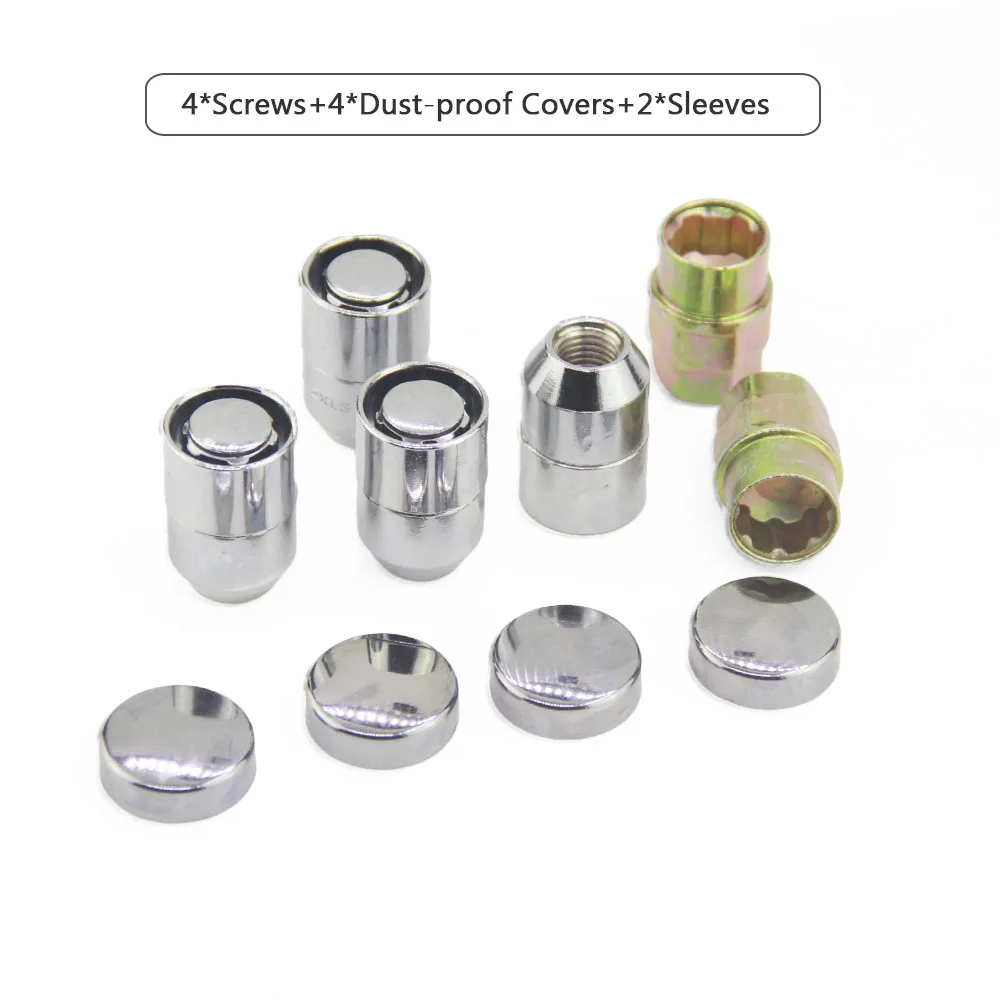 Universal M12x1.5 Wheel Lock Lug Nuts 4 x Anti Theft Locking Nuts with 2 Keys Carbon Steel Forged Auto Tire Wheel Bolts