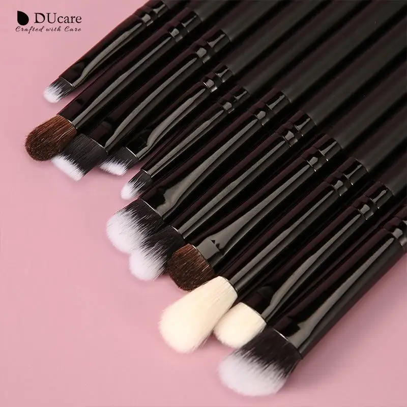 DUcare Makeup Brushes Set 15pcs Professional Powder Foundation Eyeshadow Eyeliner Eyebrow Cosmetic Tools Black Make up Brush