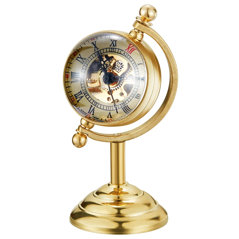 Collection Mechanical Pocket Watch Antique Stand Skeleton Smooth Ball Face Roman Numeral Dial Male Fob Chain Clock for Men Women