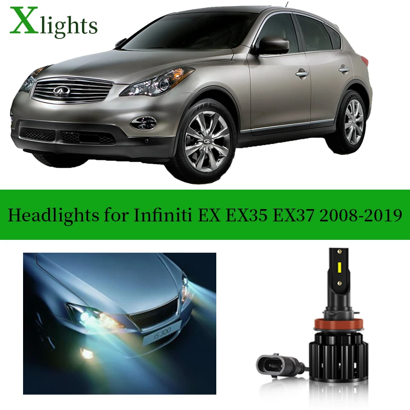 

Xlights для Infiniti EX EX35 EX37 2008 2009 2010 2011 2012 2013 2014 2015 2016 2017 2018 светодиодные фары ближнего света дальнего света Canbus 24 В белые фары авто свет лампы аксессуары