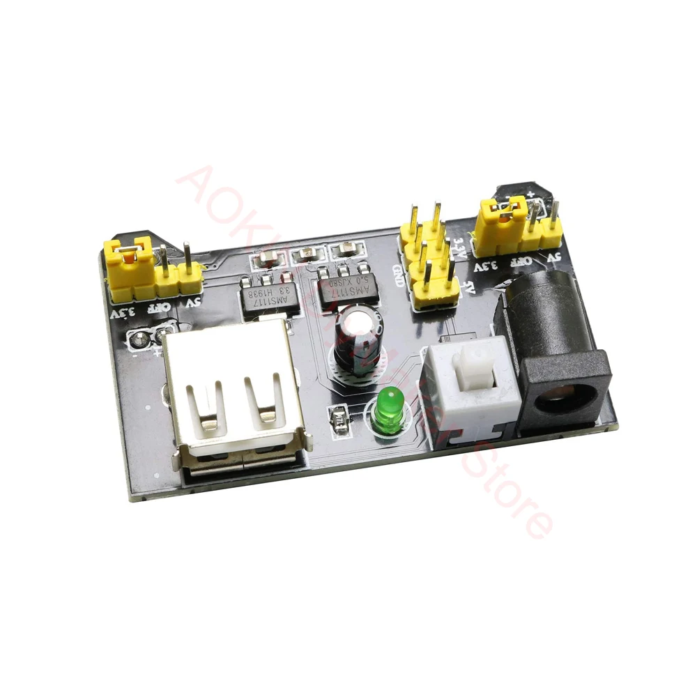 4PCS MB102 Breadboard Power Supply Module and 9v Battery Clip with 2.1mm X 5.5mm Male DC Plug Assortment Kit for Arduino