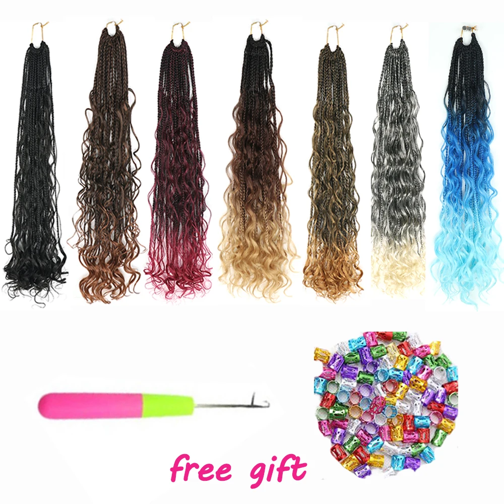 Amir 22\'\' Loks Häkeln Ombre Braid Haar Extensions Synthetische Wellenförmige Bombe Twist Mit Lockige Ende Böhmischen Box Flechten Für Frauen