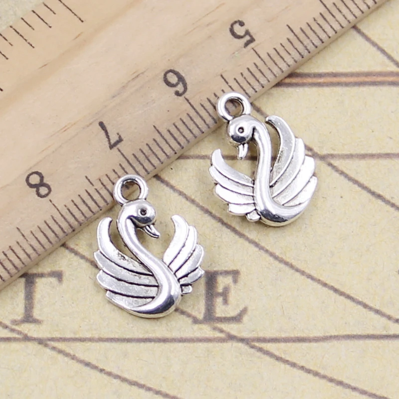 20pcs Charms Double Sided Lovely Swan 17x12mm Tibetan Silver Color Pendants Antique Jewelry Making DIY Handmade Craft Pendant