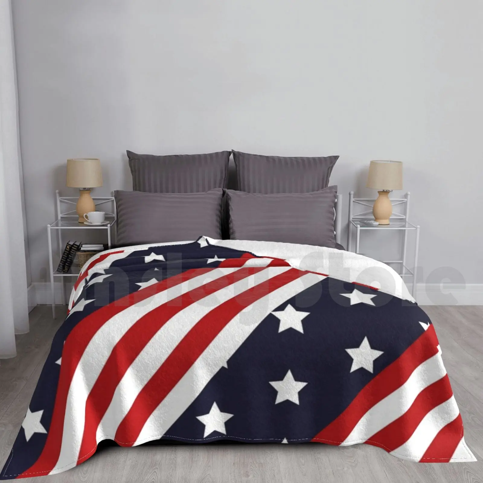 3 Bars Of Red Stripes And Stars Pillow-4th July Pattern Blanket Fashion Custom 4th July Fourth July Stars