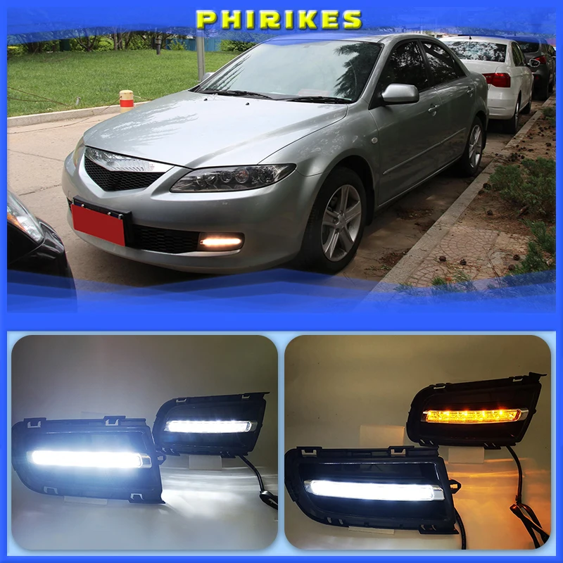 

Для Mazda 6 2006 2007 2008 2009 дневные ходовые огни Светодиодный ные DRL Противотуманные фары дальнего света s Аксессуары для переднего бампера