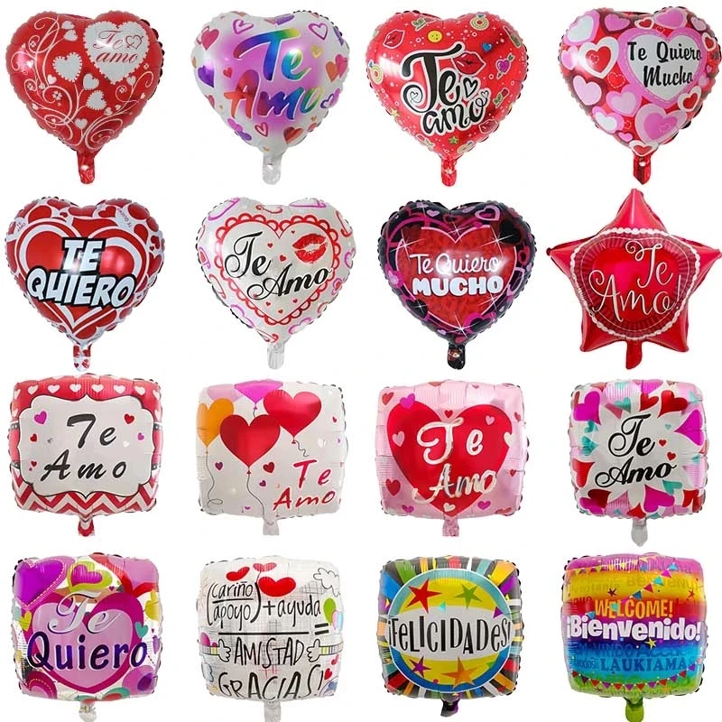 

10pcs 18inch Spanish Balloons bride and groom I love you balloon love wedding Valentine's Day helium Aluminium film ball globos