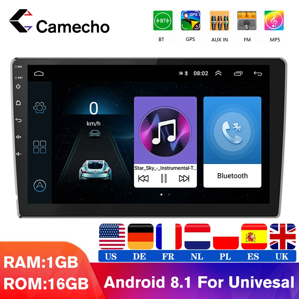 

Camecho 2 Din 10.1" Car Multimedia Player Android Car Stereo Radio Bluetooth WIFI Audio Mirrorlink MP5 Player With Rear Camera