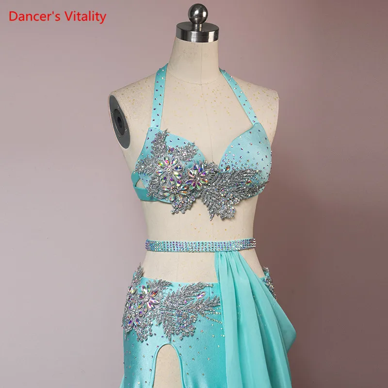 Belly Dance Set Full Diamond Bra Split Skirt Performance Suit High-End Custom Adult Child Profession Competition Clothing