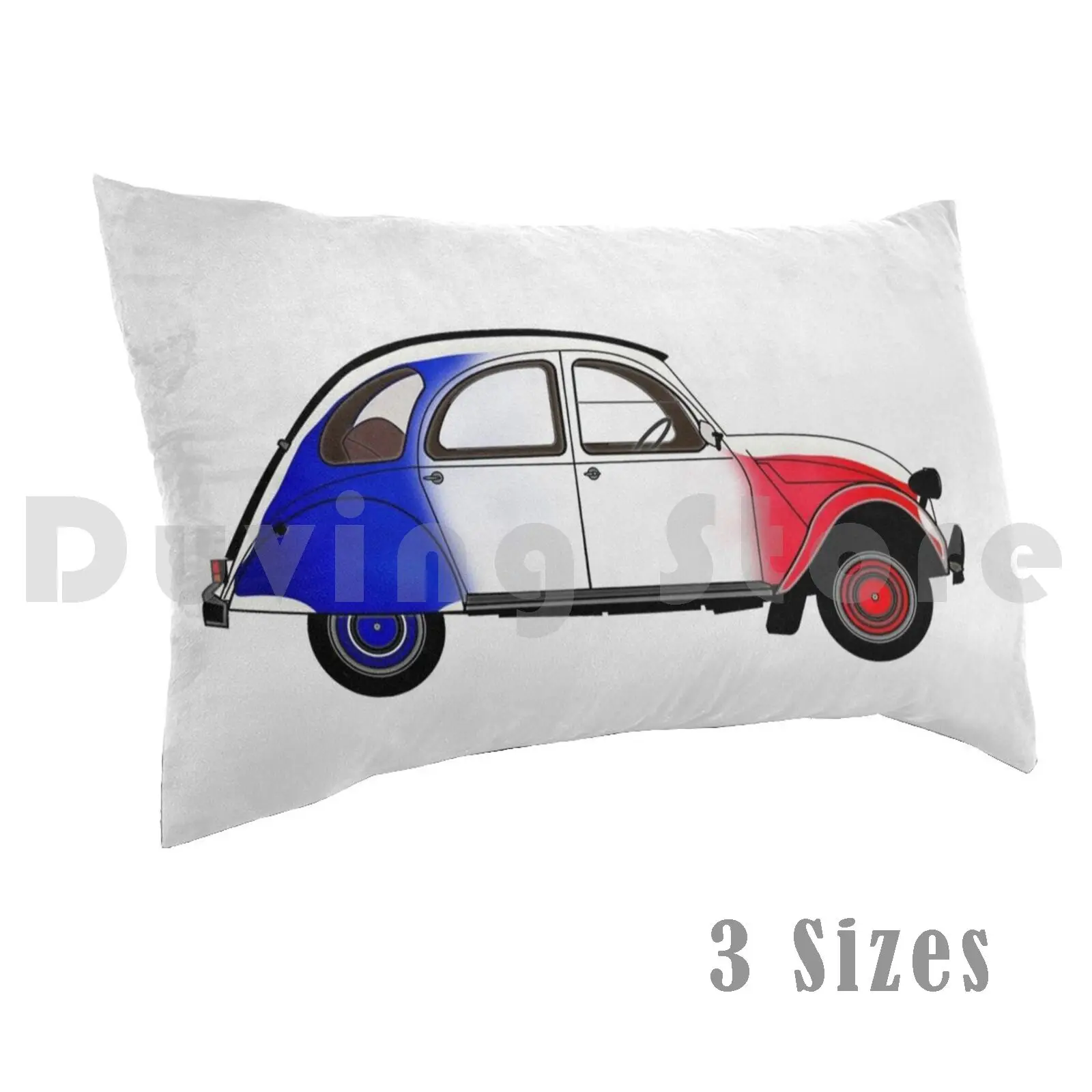 2cv With French Flag Colors Pillow Case Printed 35x50 2cv Two Horse Car Car Vehicle Voiture Two Horsepower