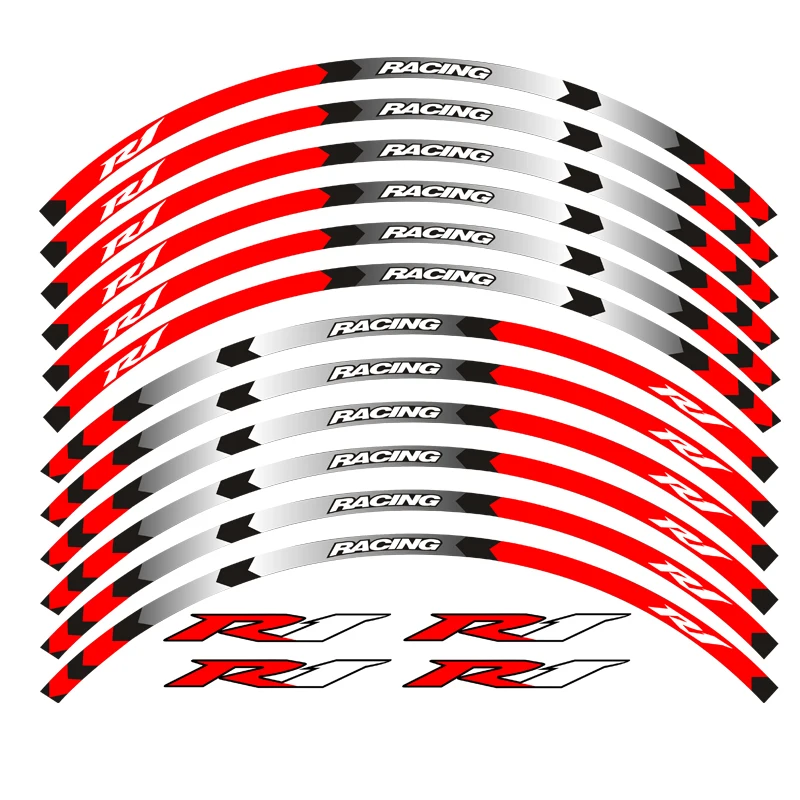 Hot sell 7 color for YAMAHA YZF R1 motorcycle wheel decals Reflective stickers rim stripes YZF R1 motorbike 17 Inch