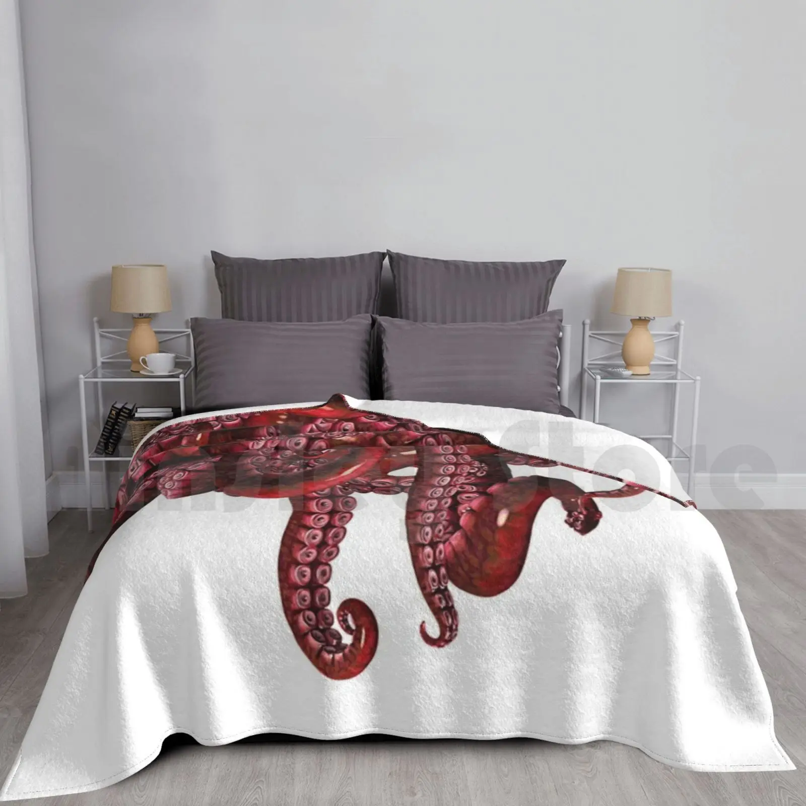 Suckers In Red Blanket Fashion Custom Tentacle Worm Tentacles Worms Octopus Squid Cuttlefish