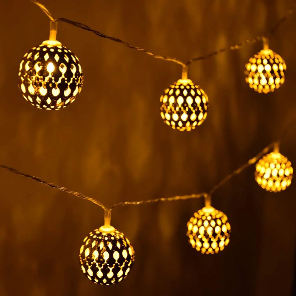 

Moroccan Globe LED Fairy String Lights Noel Decoration 2023 New Year 2023 Decor Battery-Operated Garland 10M