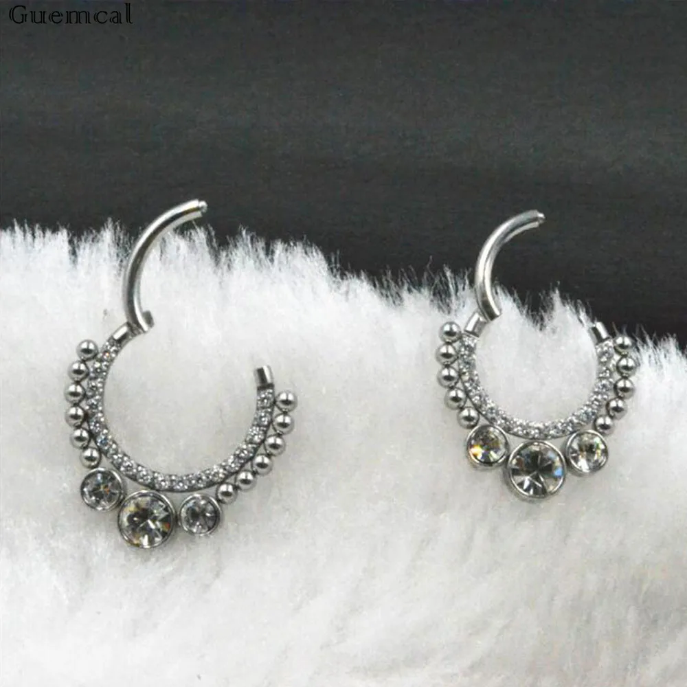 Guemcal 1pcs Zircon Nasal Septum Nasal Nail Nasal Ring Closed Ring Earrings Diamond Earrings Piercing Jewelry 16G New