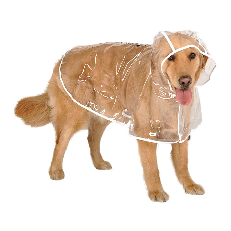 zq Dog Raincoat Transparent Poncho Golden Retriever Shiba Inu Corgi Large, Medium and Small Dogs Pet Clothes