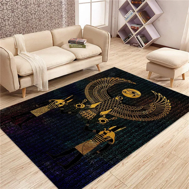 Horus Eye Egypt Anubis Ancient 3D Print Rug Floor Mat Rug Non-slip Mat Dining Room Living Room Soft Bedroom Carpet