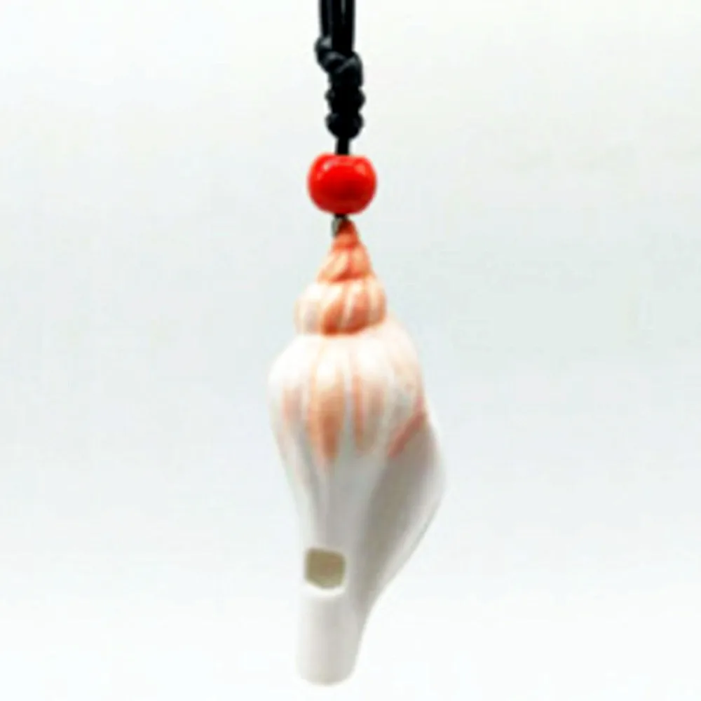 Handmade ceramic Conch Whistle bead Sweater chain pendant necklace N278