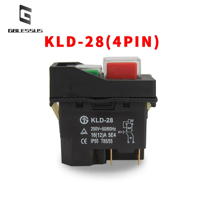 1PCS Electrician Switch KLD-28(YH02-A) Electromagnetic Start Button Machine Tool Accessories IP55 Waterproof Magnetic 28A