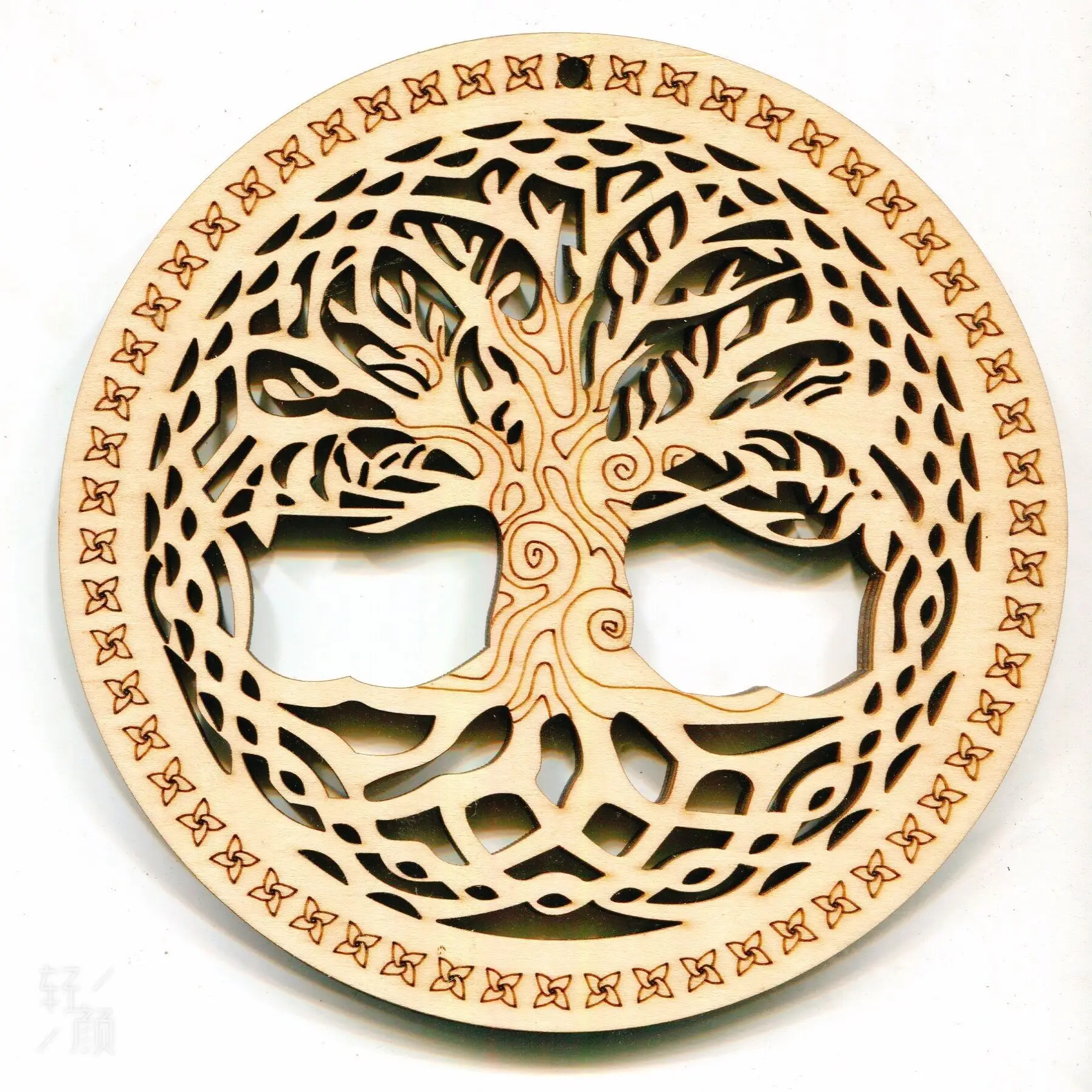 Plywood Natural Rustic Wooden Hollow Carved Coaster Mandala Wood Tree Of Life Symbol Home Hanging Decor