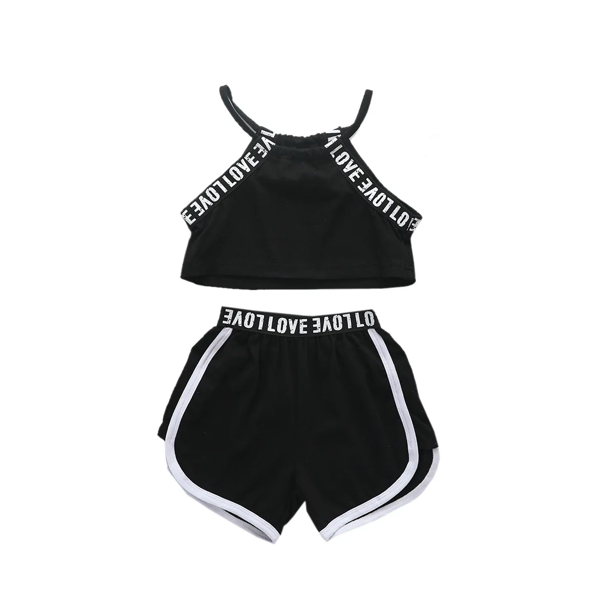 2Pcs Halter Neck Side Striped Black Yoga Sets Sexy Women Crop Top Shorts Set Gym Running Sportwear Suit Fitness Sport Workout