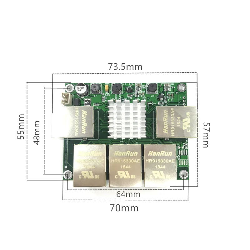 Industri Ethernet Switch Modul 5 Port Unmanaged10/100/1000 Mbps Pcba Dewan OEM Auto-Sensing Port Pcba papan OEM Papan Utama