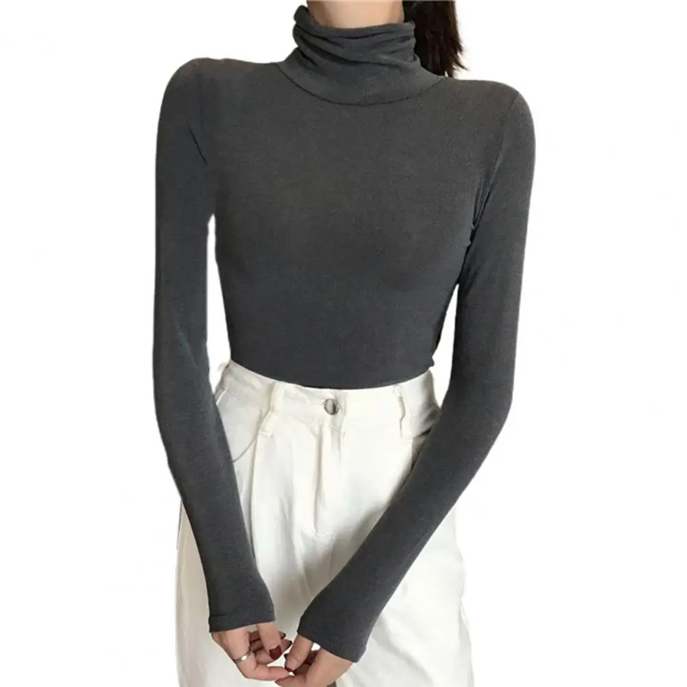 Dropshipping!!Women's Pullover Tops Slim-fit Thermal Solid Color High Collar Long Sleeve Sweater