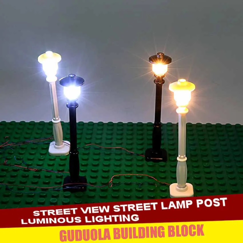 Brick Toys LED lamp Street View Light Building Block Park Road  Lamp Post Building Block USB Luminous Parts City Spotlight  Gift
