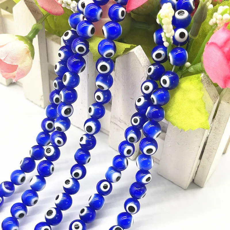 6mm 8mm 10mm Blue White Glass Beads Evil Eye Beads for Jewelry Making DIY Accessories