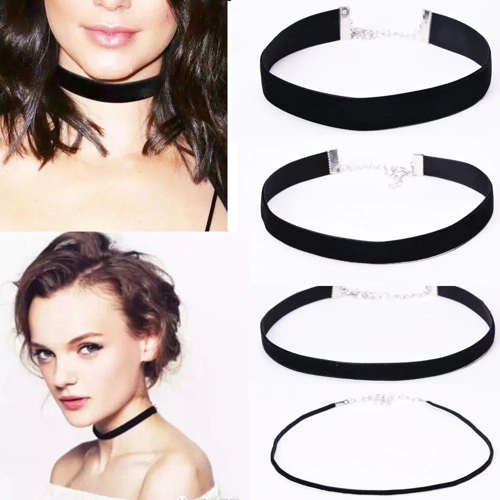 Retro Simple Black Velvet Choker Collar Neck Chains Clavicle Chain For Women Girls Female Necklace
