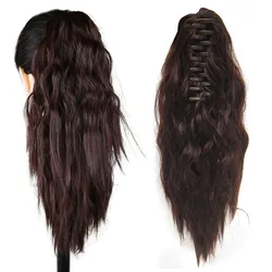 Extensión de cola de caballo rizada para mujer, postizos sintéticos texturizados con Clip de mandíbula, extensiones de cabello con garra