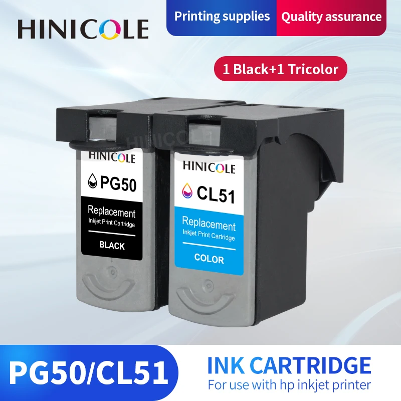 HINICOLE For Canon Printer Ink Cartridge PG50XL CL51XL For Canon Pixma iP2200 iP6210D iP6220D MP15 MP170 MP180 MP450 MP460