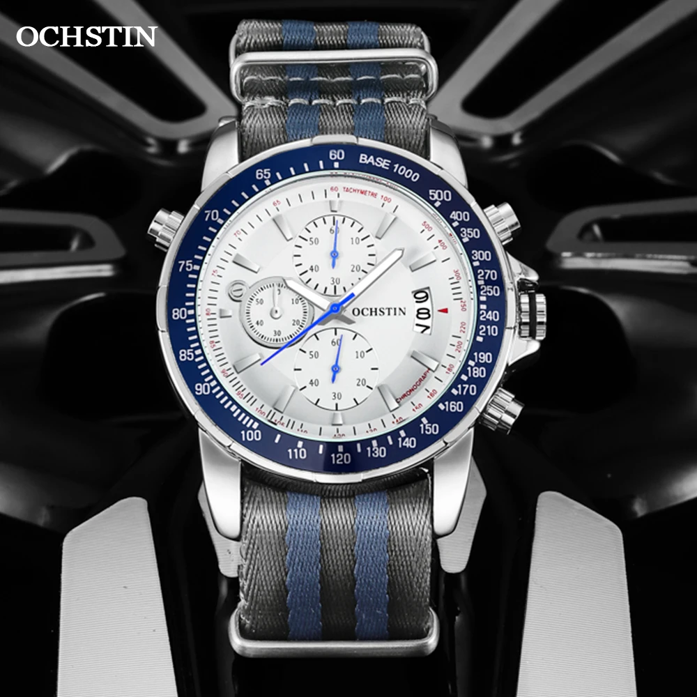 2023 New OCHSTIN Mens Pilot Watch Military Wristwatches For Men  Sports Chronograph Waterproof Nylon Leather Quartz Male Clock