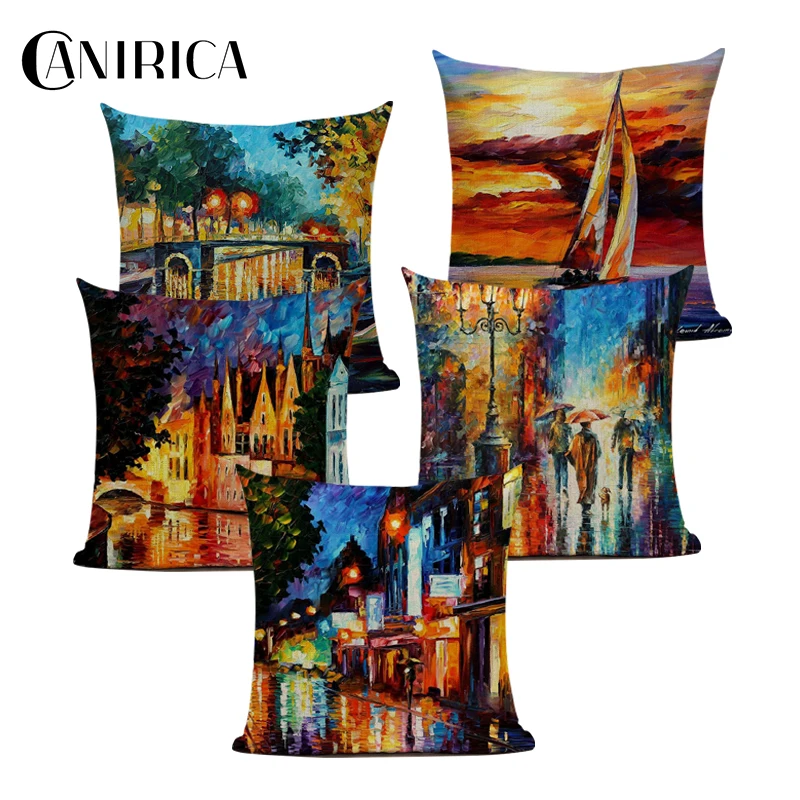 

Ocean Painting Cushion Cover Linen Pillow Cover for Sofa Car Home Decoration Funda Cojin For Living Room Nordic Decor