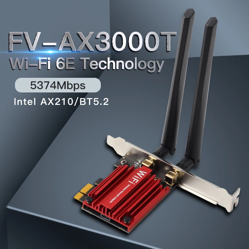 WiFi 6E 5374Mbps AX210 Wireless Desktop PCIe Adapter Bluetooth 5.3 802.11AX Tri-Band 2.4G/5G/6Ghz Wifi Card For Windows 10/11