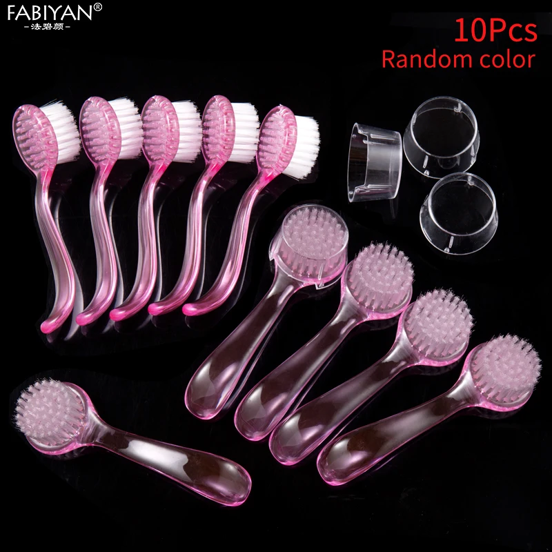 

10pcs Plastic Handle Dust Clean Cleaning Washing Brush Care Salon DIY Nail Art Manicure Pedicure Tool Professional