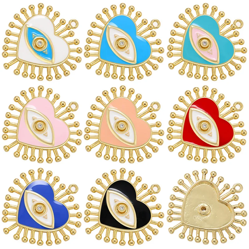 ZHUKOU hreat Eye Enamel charms CZ Crystal Eyelash charms for Women DIY Handmade Earrings Necklace Jewelry Accessories VD1043